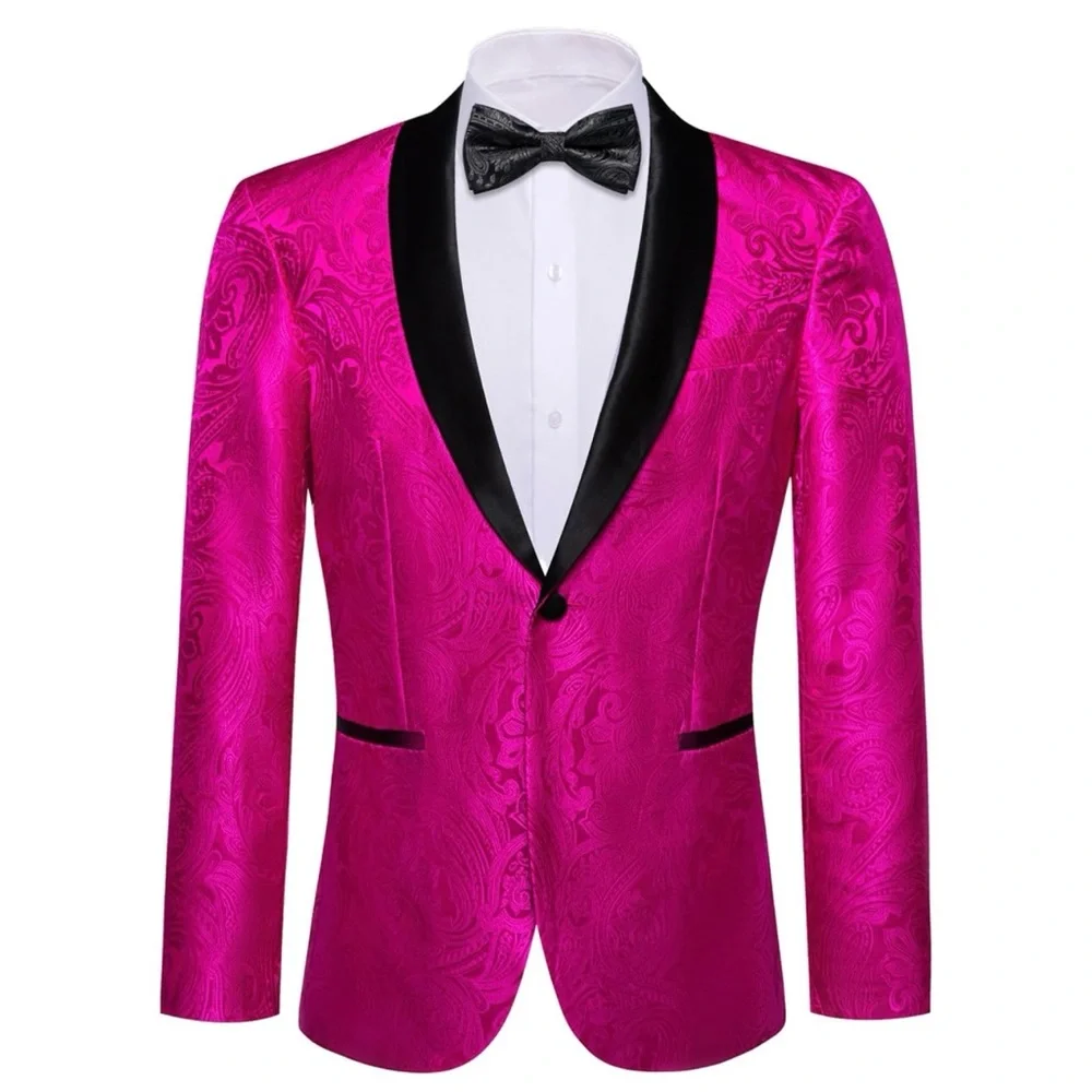 Barry Wang Sport Coat with Black Lapels and Tailored Fit - Picture 2 of 5
